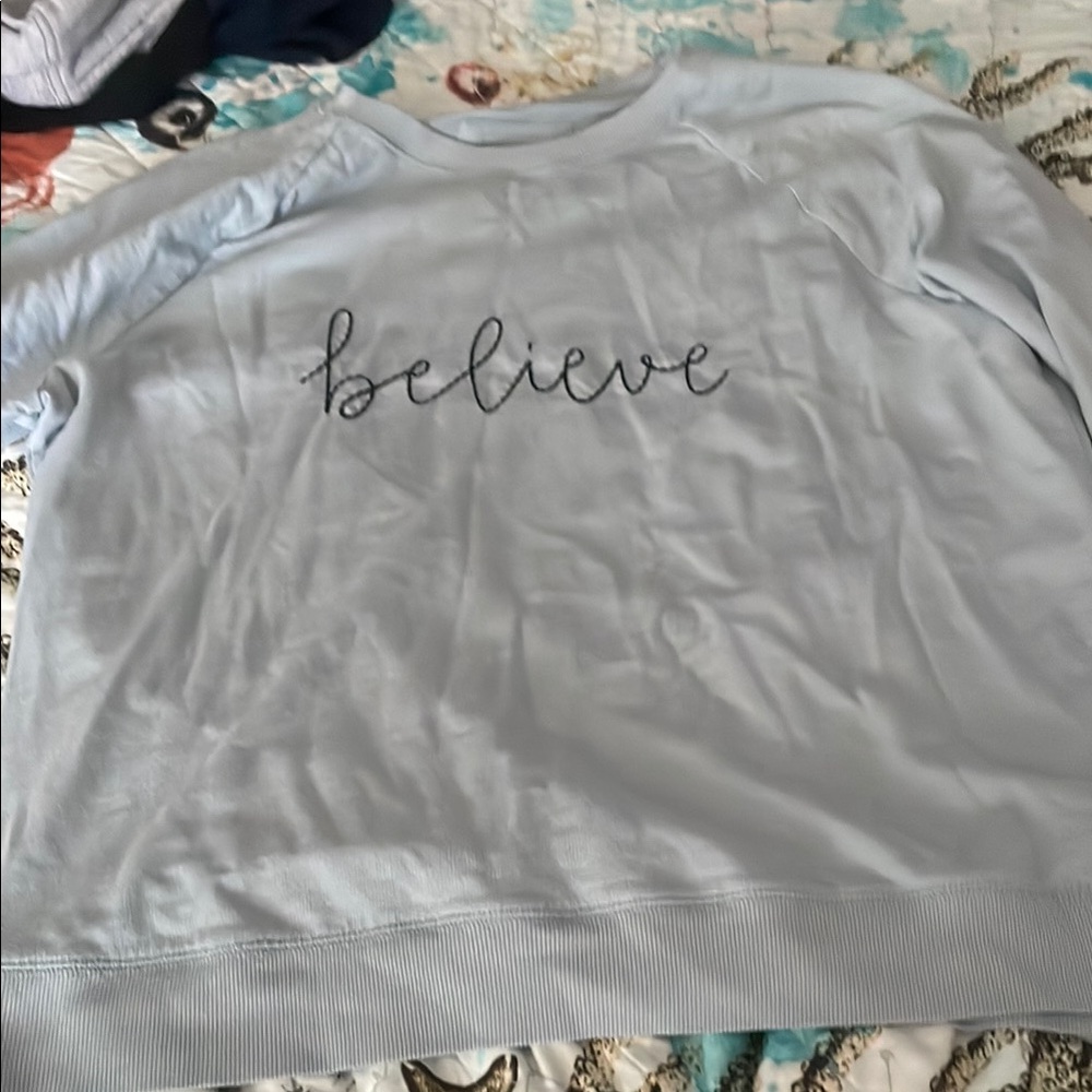 Women's Believe Graphic Sweatshirt - Light Blue